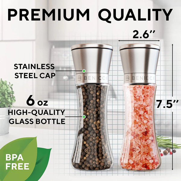 Salt & Pepper Grinders Refillable Set