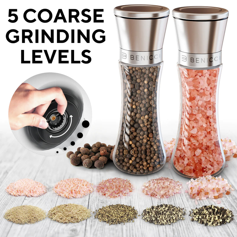 Salt & Pepper Grinders Refillable Set